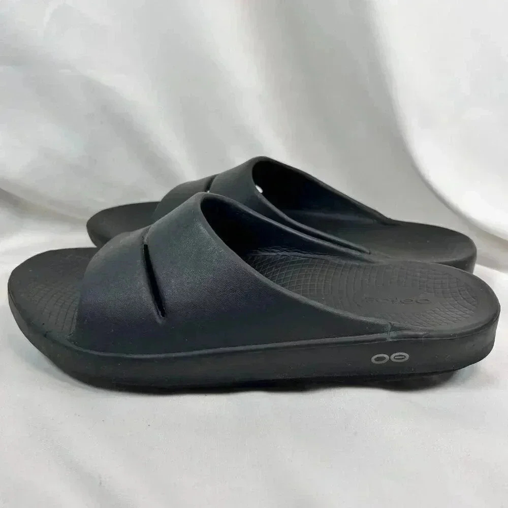 OOFOS OOahh Sport Flex Slides Size M9/W11 Black Athleisure
